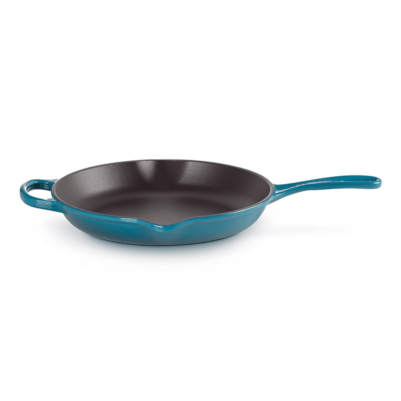 Deep Teal Cast Iron Round Skillet, 26cm