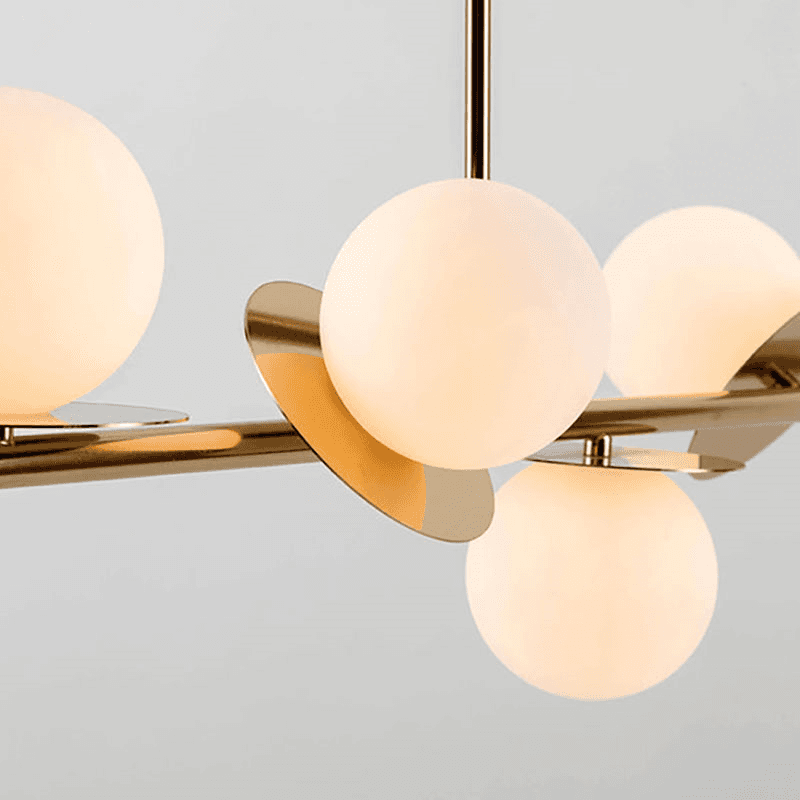 Disk Opal Pendant Light, H108cm, Brass