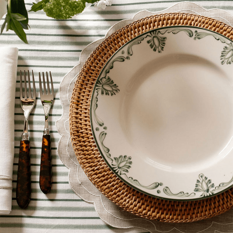 Eleanor Set of 6 Dinner Plates, 26.5cm, Forest Green