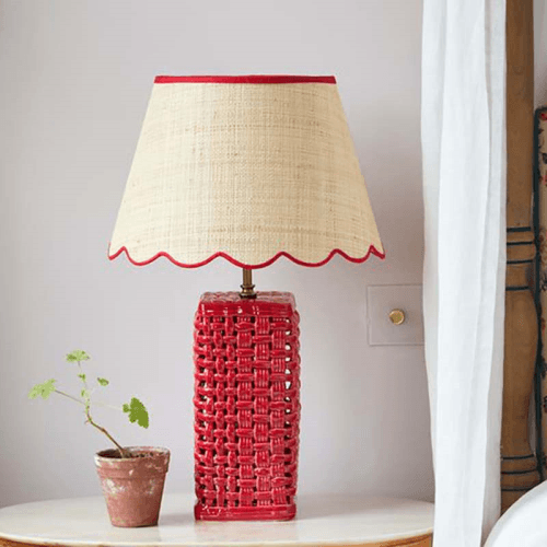 Image showing the Woven Ceramic Lamp Base, Red product.