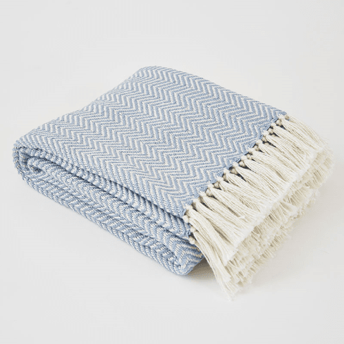 Image showing the Herringbone Blanket, 250cm x 130cm, Lavender product.