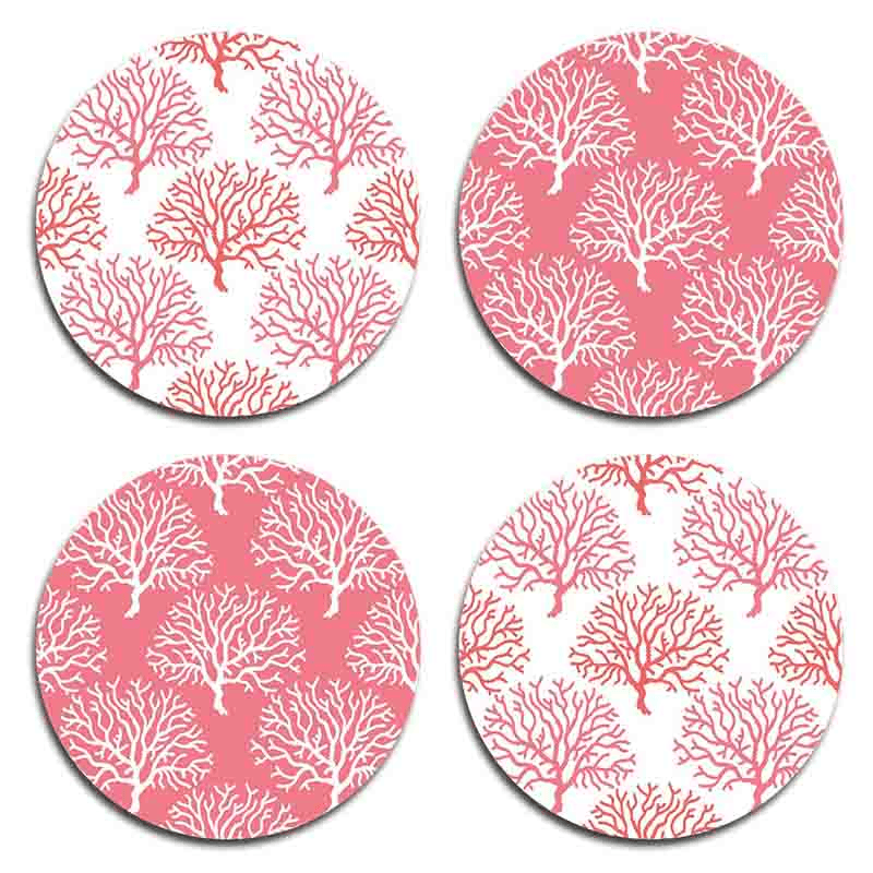 Coral Reef Boxed Set of 4 Table Mats, D25.5cm, Dusky Pink