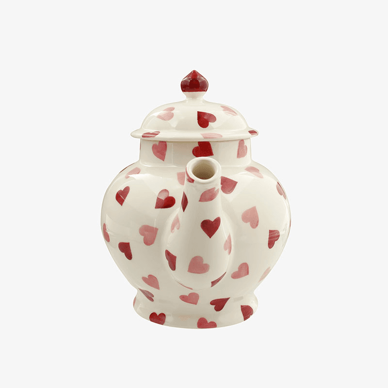 Pink Hearts Teapot, 1.6l, Cream