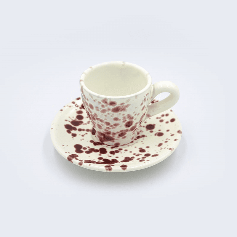 Splatter Espresso Cup & Saucer, D6.5cm, Cranberry