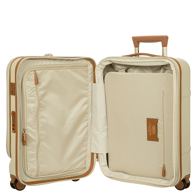 Bellagio Carry-On Suitcase with Front Pocket, H55 x L38 x W23/27cm, Cream