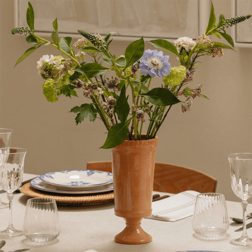 Image showing the Flora Ceramic Urn Vase, Medium, Terracotta product.