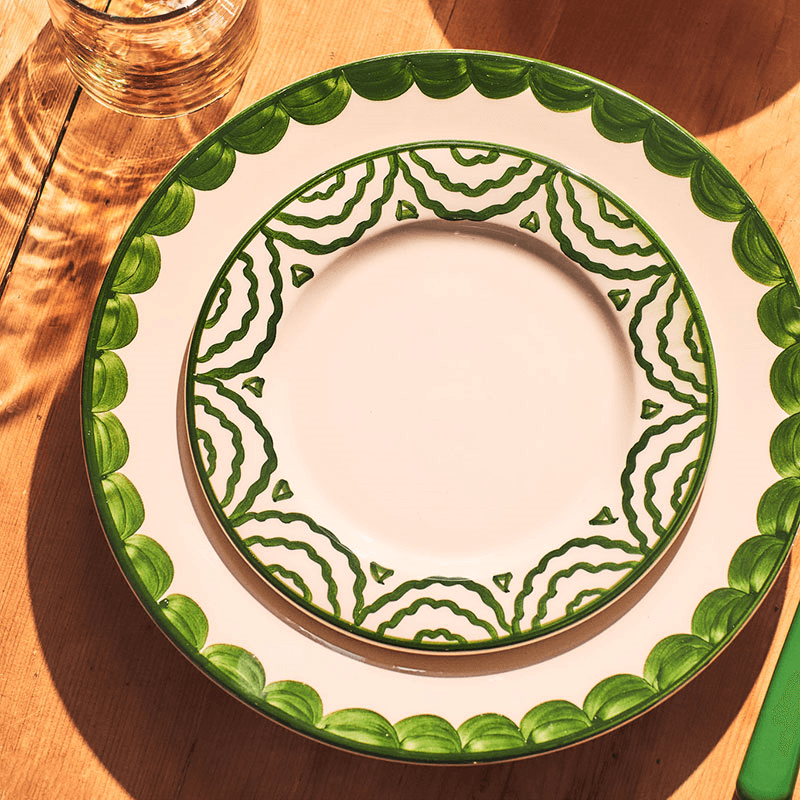 Tabla Set of 2 Dinner Plates, D28cm, Green