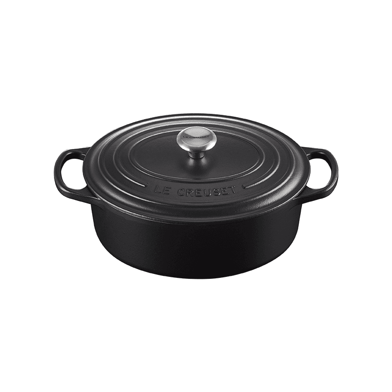 Signature Cast Iron Oval casserole, 29cm - 4.7 litre, Satin Black