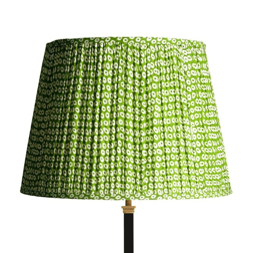 Image showing the Straight empire Shade, 40cm, green block printed cotton product.