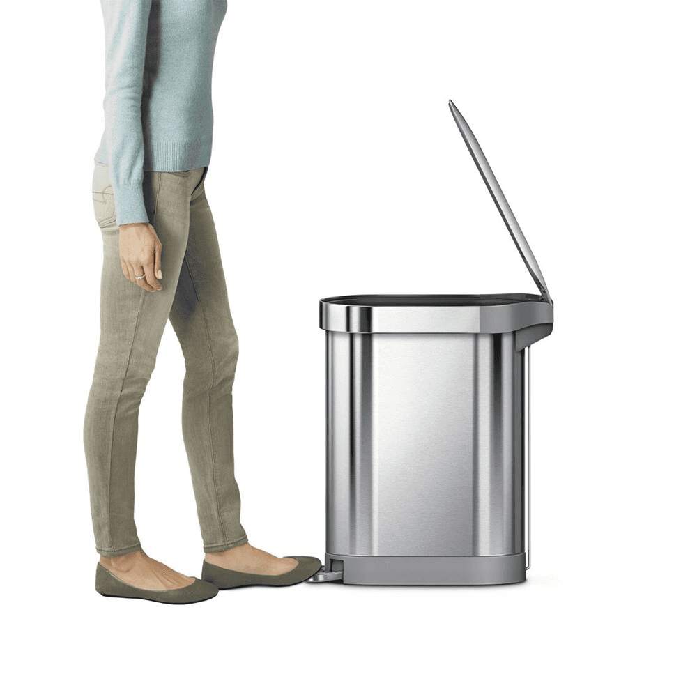 Slim pedal bin, H62cm - 45 litre, Brushed Stainless Steel