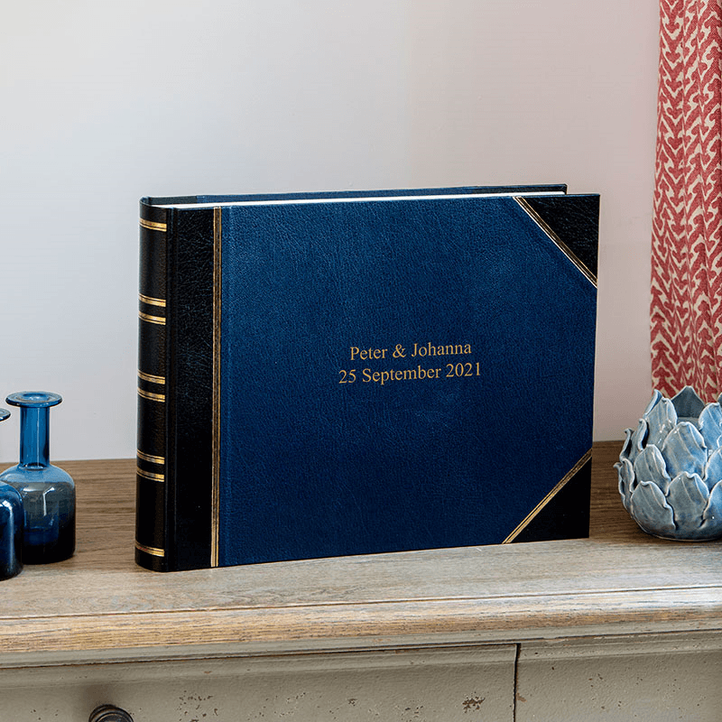 Traditional Landscape photo album, 35.5 x 36.5cm, Blue
