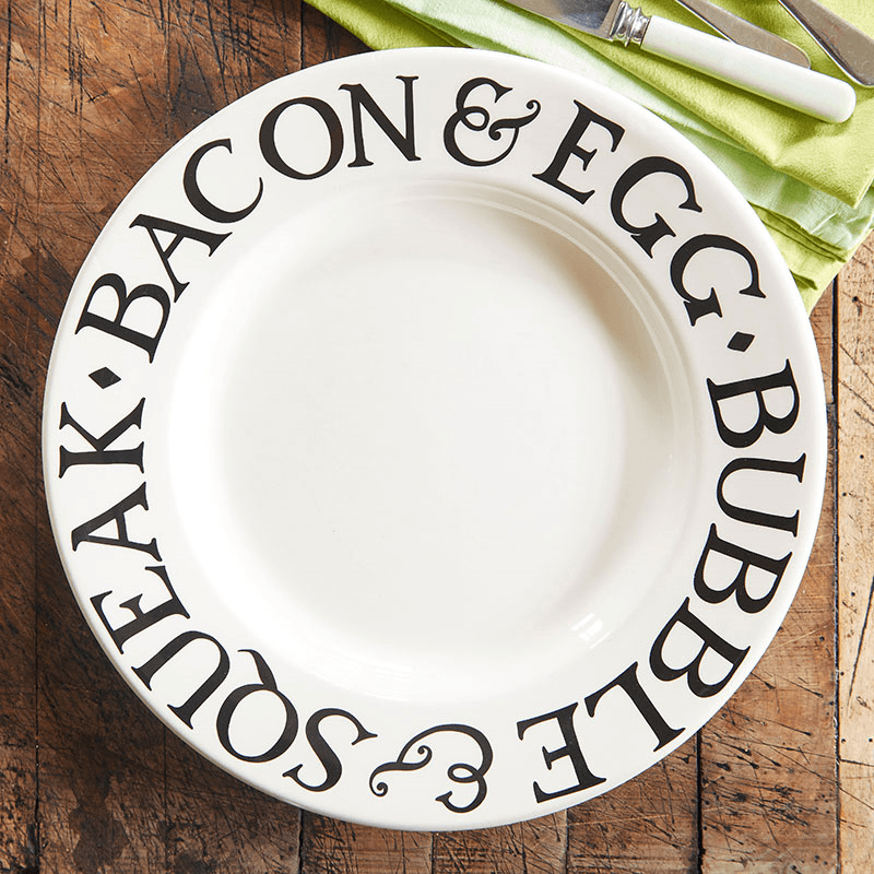 Black Toast Bacon & Egg Plate, D27cm, Cream