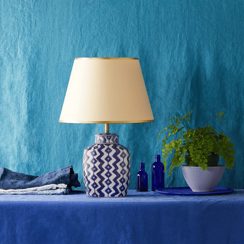 Image showing the Gingembre Small Table Lamp Base Only, H21cm x W13cm, Blue and White product.