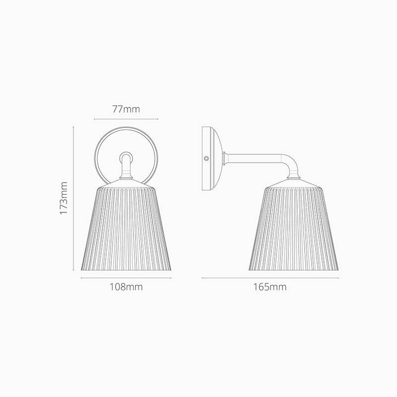 Richmond  Flutted Glass Wall Light, H17cm, Polished Nickel