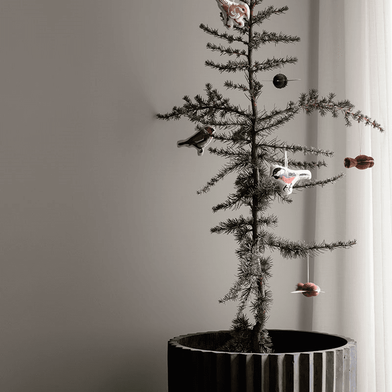 Fiber Set of 2 Planters, D37 x H37cm, Charcoal
