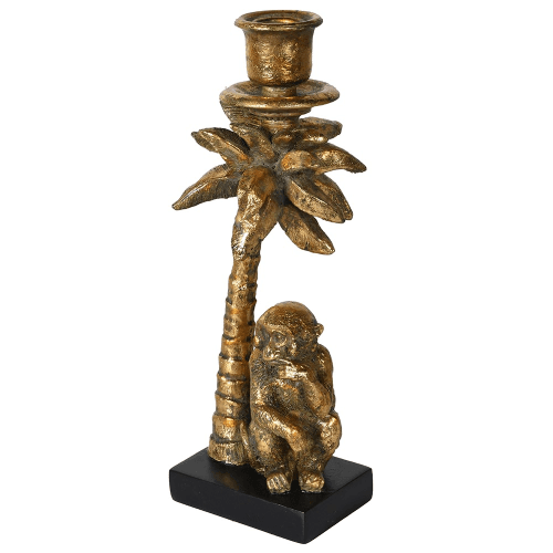 Image showing the Monkey Palm Candle Stick Holder, H28cm, Gold product.