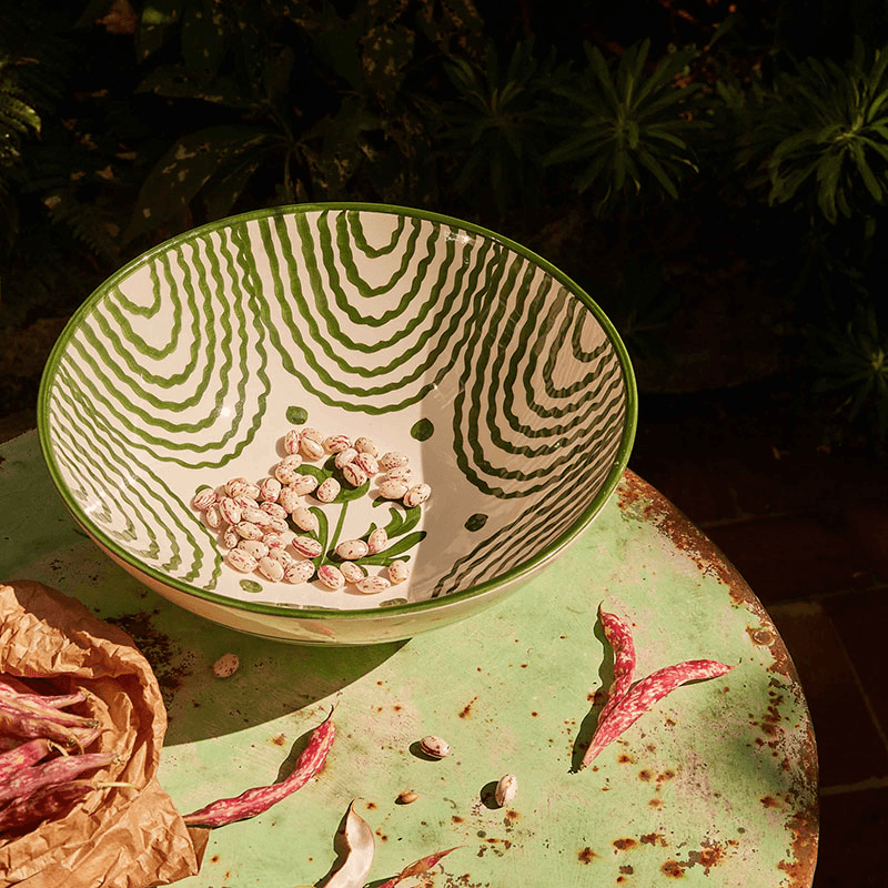 Flor Serving Bowl, D31cm, Green