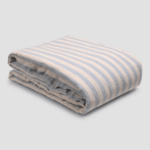 Image showing the Pembroke Stripe Linen Duvet Cover, King, Coastal Blue product.