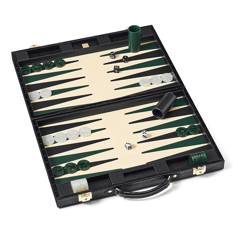 Backgammon Set, L45cm x W30cm, Black Croc