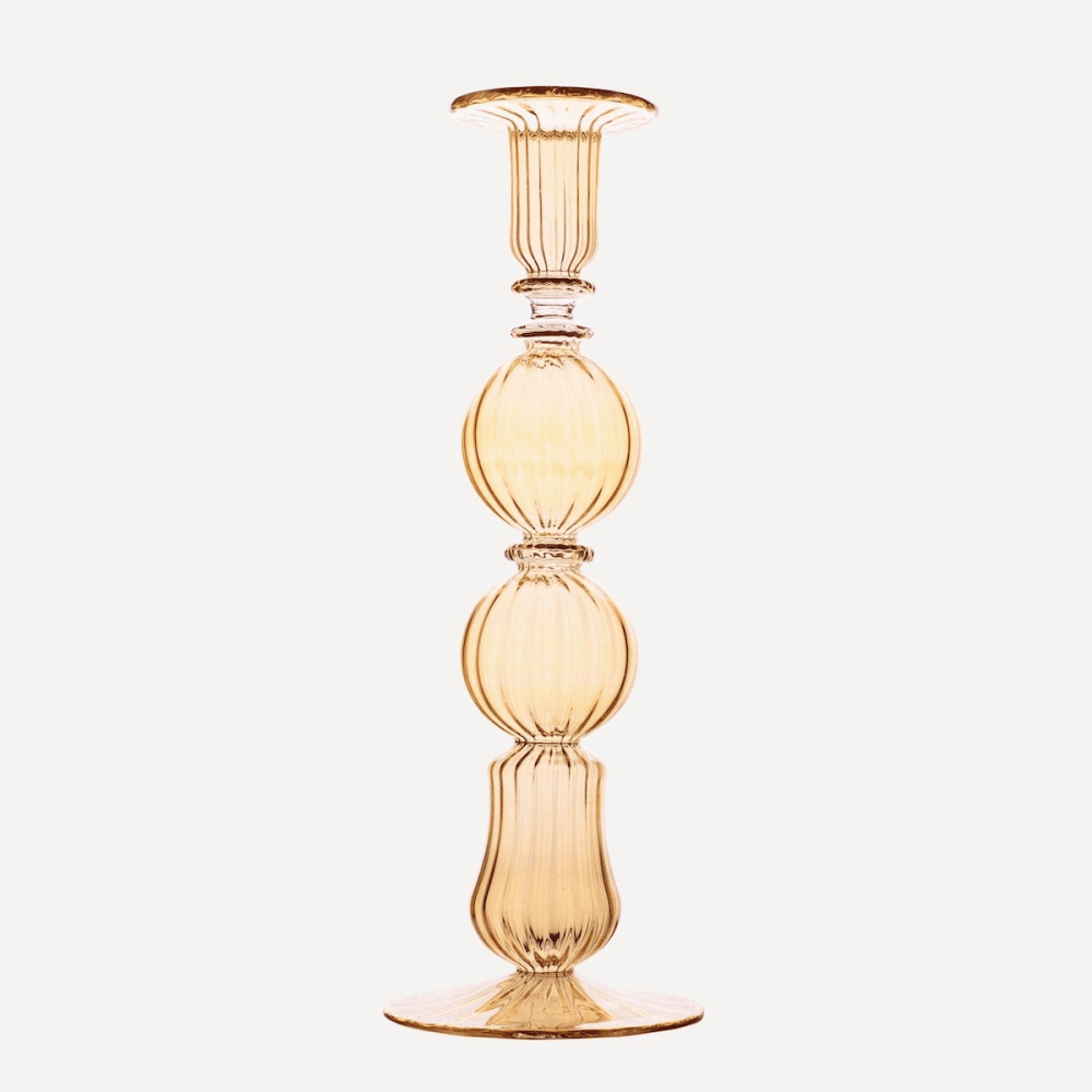 Ombo Candlestick, H24cm, Amber