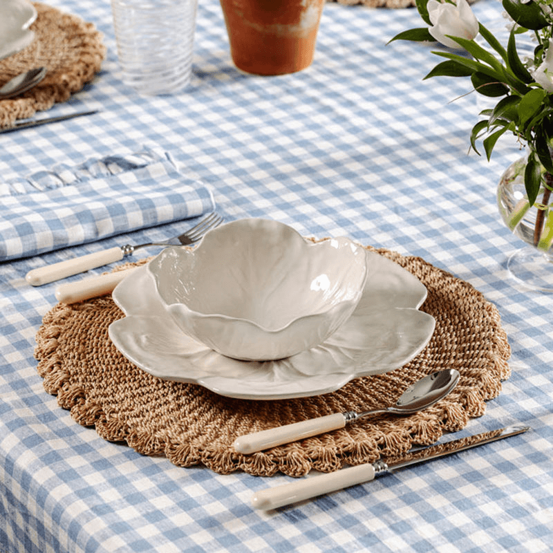 Scalloped Abaca Placemat, D38cm, Natural
