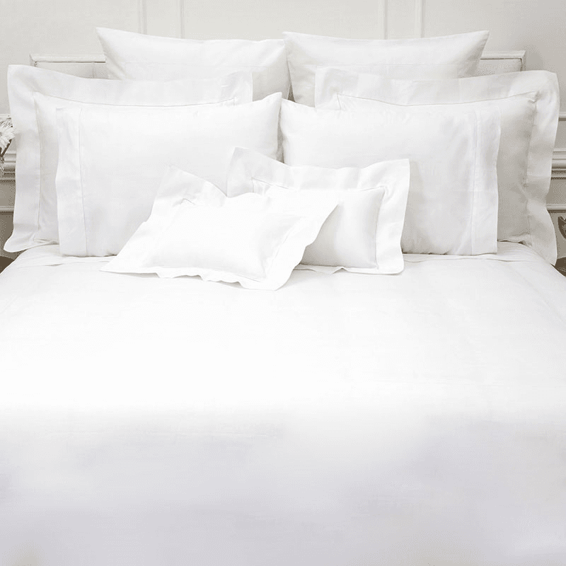 Linen Union Hemstitch King Size Four Piece Duvet Set, White