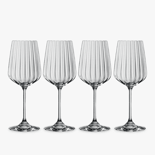 Image showing the LifeStyle Set of 4 White Wine Glasses, 440ml, Clear product.