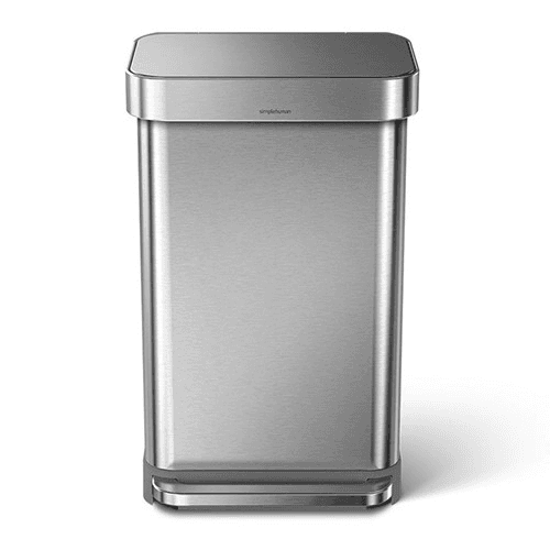 Image showing the Rectangular pedal bin, H65.5cm - 45 litre, Brushed Stainless Steel product.