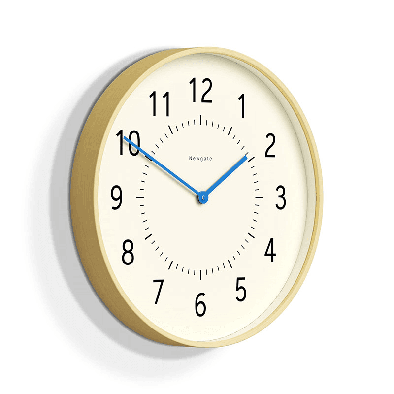 Monopoly Wall Clock, D40cm, Light Plywood/Blue