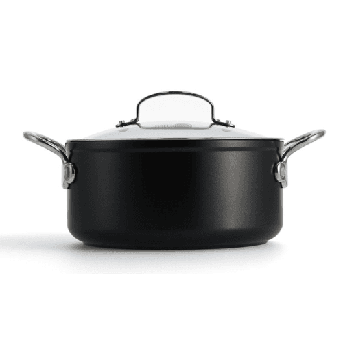 Image showing the Barcelona Pro Non-Stick Casserole with Lid, 20, Black product.