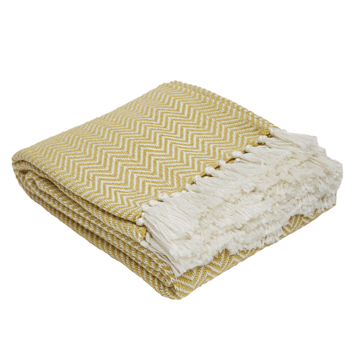 Image showing the Herringbone Blanket, 250cm x 130cm, Gooseberry product.