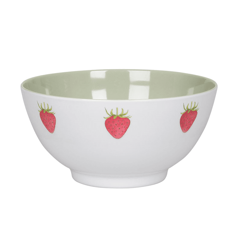 Strawberries Bowl, D15cm, White, Green