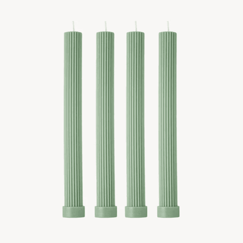 Image showing the Roma Set of 4 Dinner Candles, H27cm, Jade Green product.