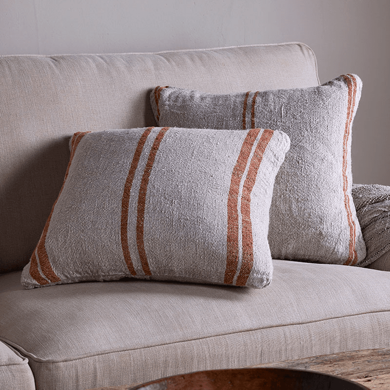 Tajana Linen Stripe Cushion Cover, 50 x 50cm, Rust