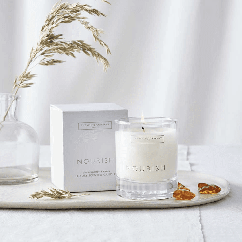 Nourish Candle, 140g H8.5 x W7 x L7cm, White