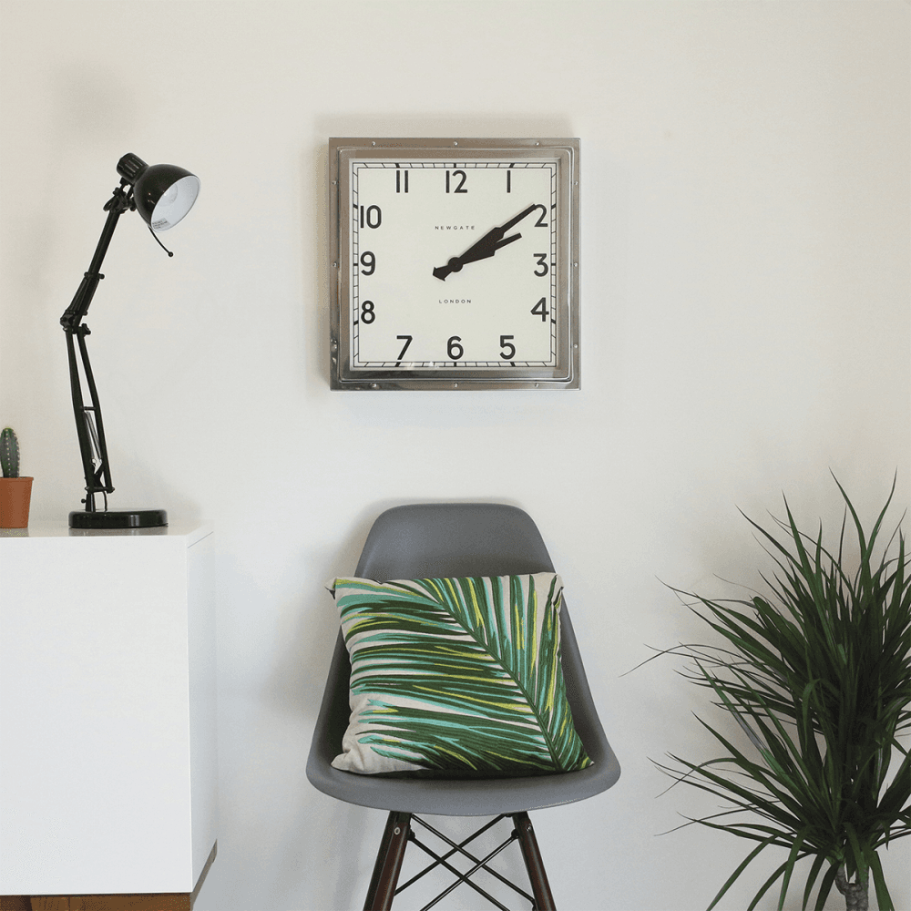 Quad Wall clock, D40cm, Polished Chrome Steel