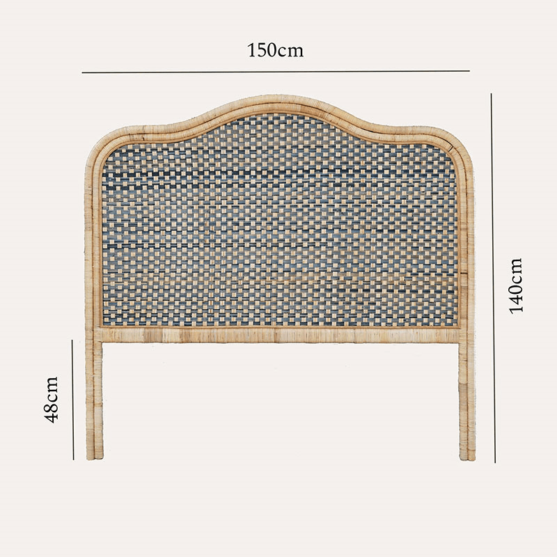 Rattan King Size Headboard, Blue