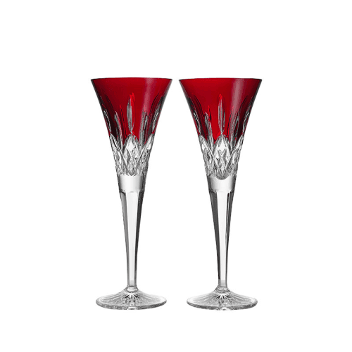 Image showing the Lismore Set of 2 Toasting Flutes, 170ml, Red product.