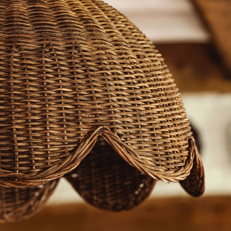 Etta Scalloped Pendant Shade, Teak