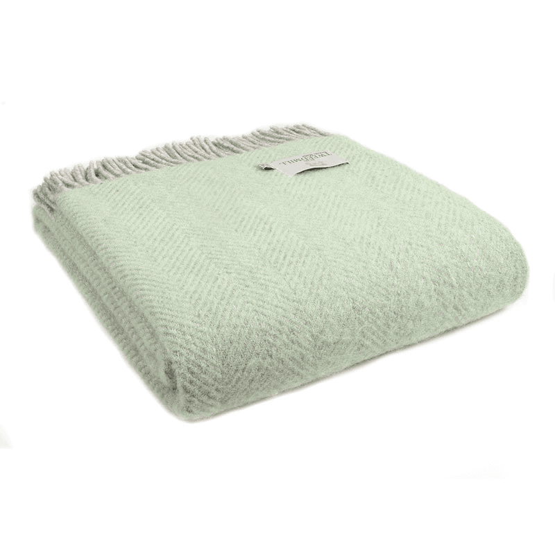 Herringbone Throw, 150 x 183cm, Silver Grey & Laurel Green