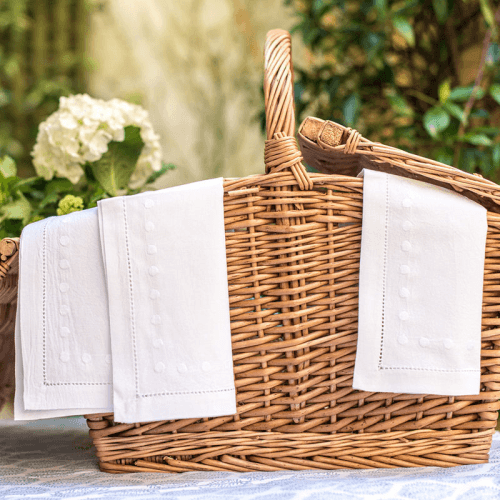 Image showing the Dots Set of 4 Napkins, 45 x 45cm, White product.