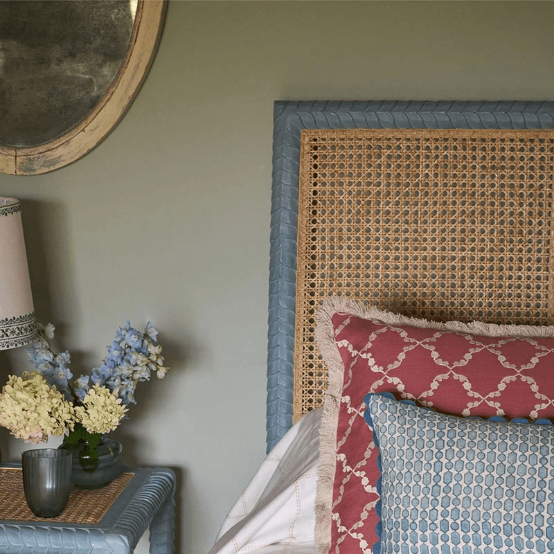 Pavillion King Size Wooden Headboard, Blue