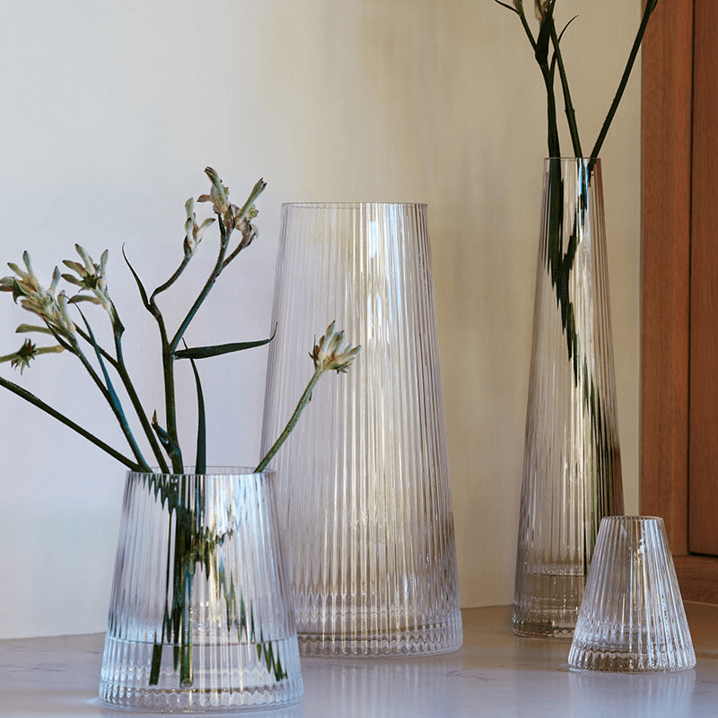Beacon Candle Holder, H34cm, Concrete Grey & Clear