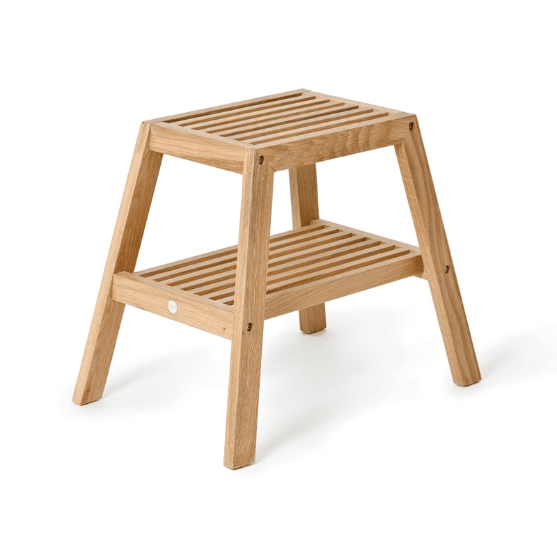 Slatted stool, H42 x W50.5 x D35.4cm, Oak