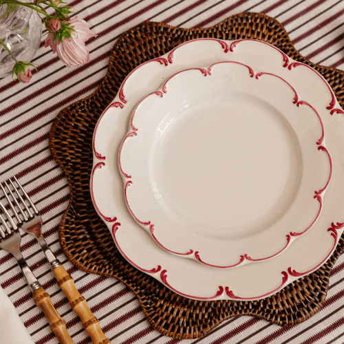 Image showing the Scalloped Rattan Placemat, D36cm, Brown product.