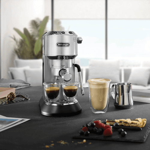 Image showing the Dedica Arte Manual Coffee Machine, Silver product.