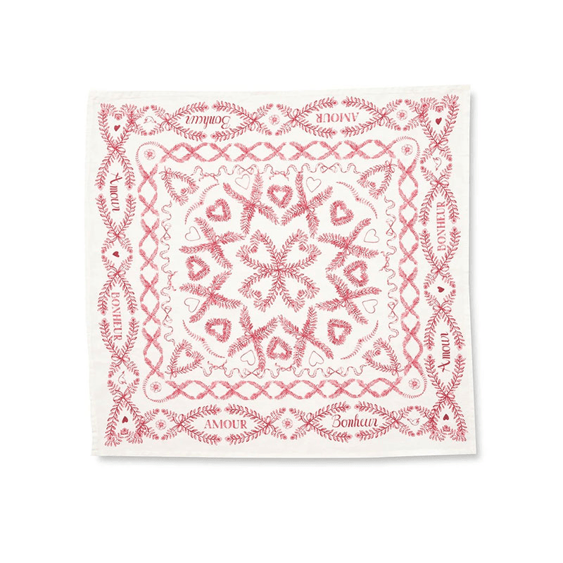 Amour Bonheur Linen Napkin, 50 x 50cm, Red