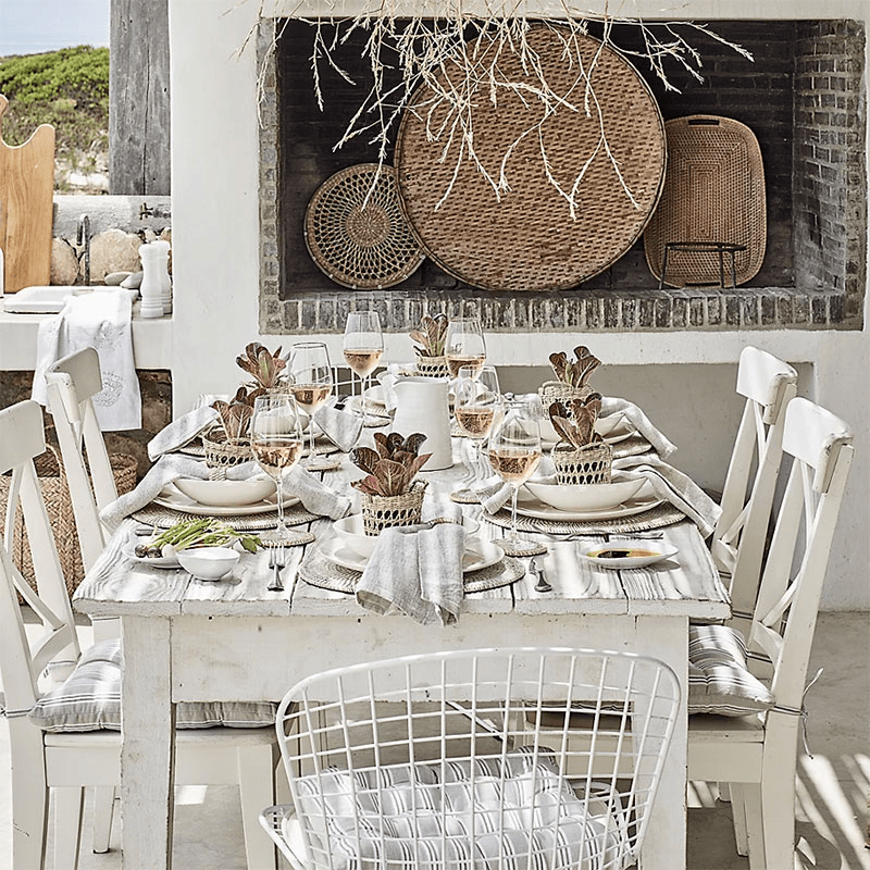 Round Placemat, 34cm, Whitewashed Rattan