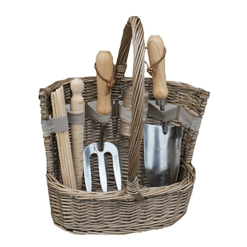 Image showing the Large Antique Wash Garden Tool Basket, L27 x W14 x H34cm, Natural product.