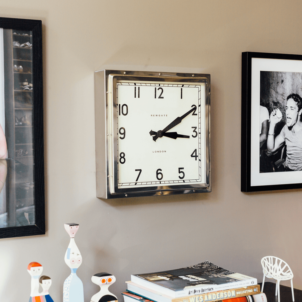 Quad Wall clock, D40cm, Polished Chrome Steel